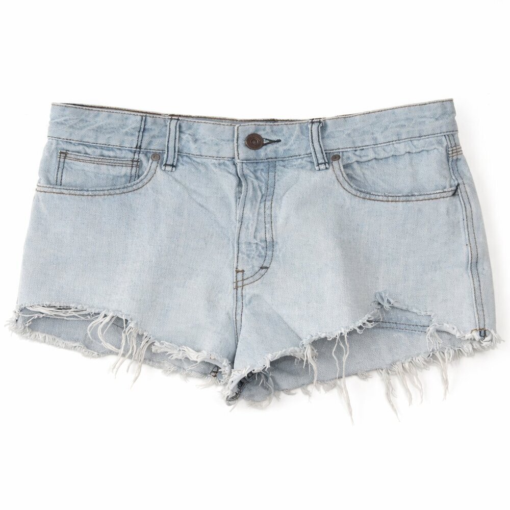 FREE PEOPLE FP Light Wash Button Fly Cut-Off Cotton Shorts Size W30